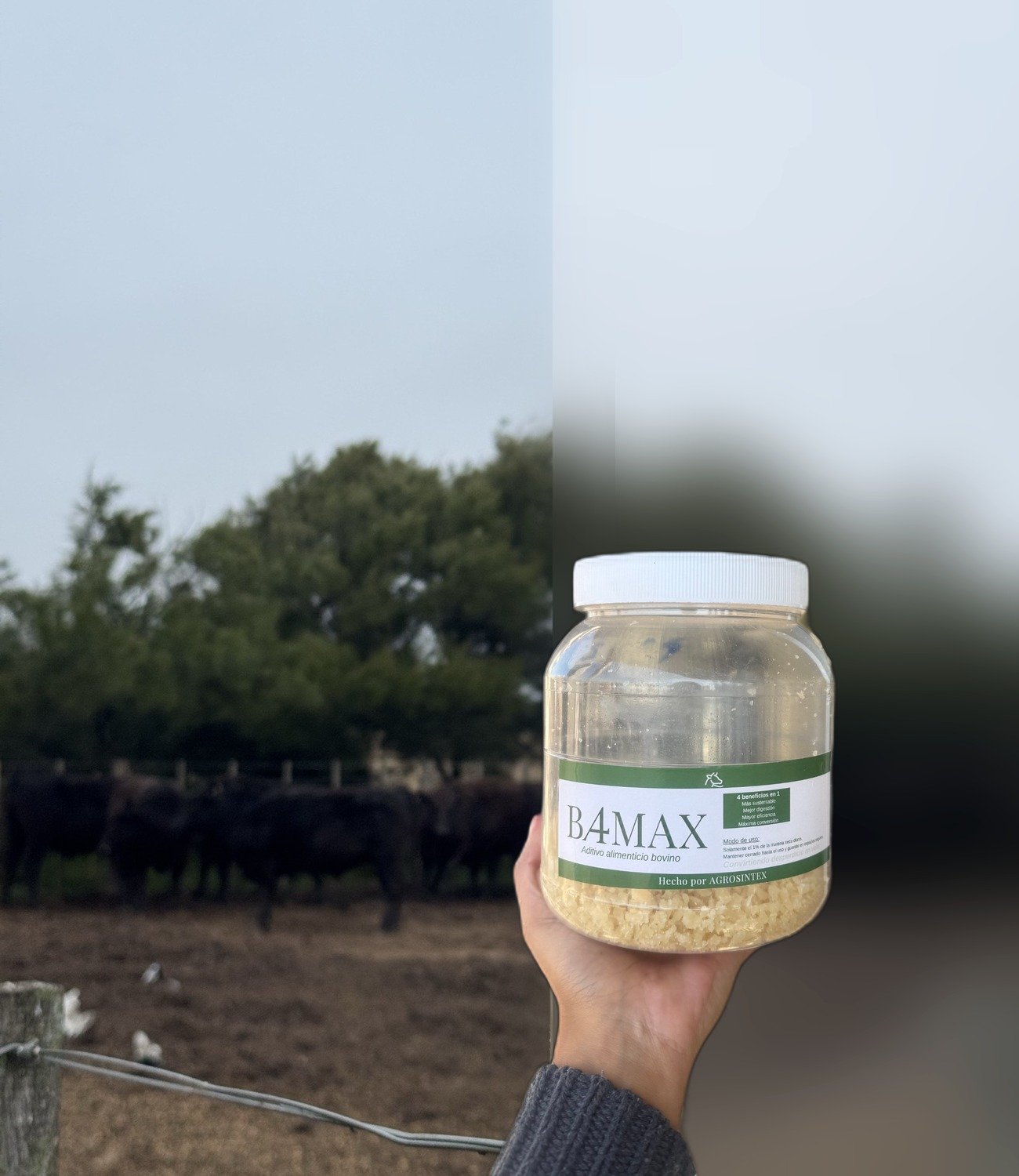 Frasco de BAMAX en el campo